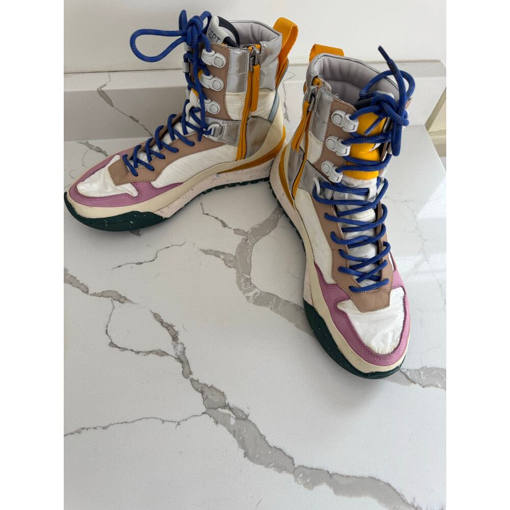 NCEPT Multicolor High Top Platform Boots - White, Pink & Tan Hiking Sneakers - Picture 12 of 12